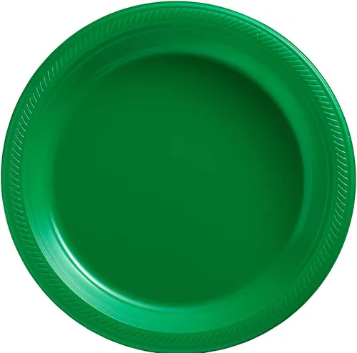 Miniatura 3 de Amscan Platos de plástico desechables redondos dorados – 7 pulgadas (paquete de 50) – Vajilla resistente para fiestas, eventos y uso diario Oro