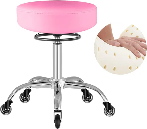 Miniatura 11 de Taburete rodante con ruedas, capacidad de peso de 400 libras, silla de pestañas resistente ajustable para tatuajes, laboratorio, masaje, spa, Negro
