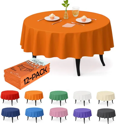 Miniatura 24 de Paquete de 12 manteles de plástico negro – Cubiertas de mesa desechables de 54 x 108 pulgadas para mesas rectangulares, resistentes y resistentes al