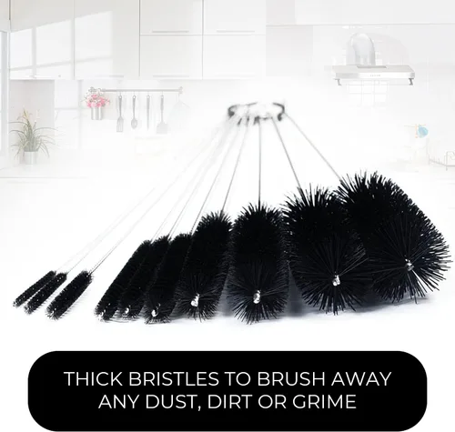 Miniatura 4 de Juego de cepillos de limpieza de tubos de 10 pulgadas, paquete de 10 cepillos de paja de nailon extralargos con asas flexibles para botellas, Negro