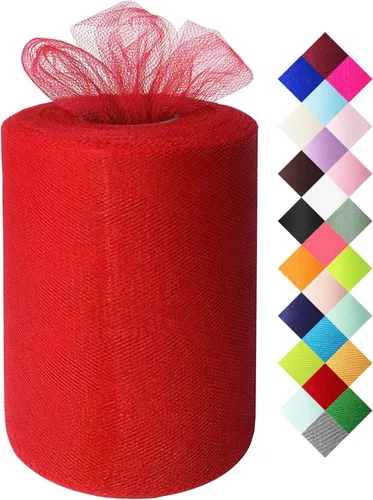 Miniatura 24 de Rollo de tela de tul azul agua de 6 pulgadas x 300 pies (100 yardas), cinta de tul mate cinta de red malla carrete para DIY falda tutú lazo de boda
