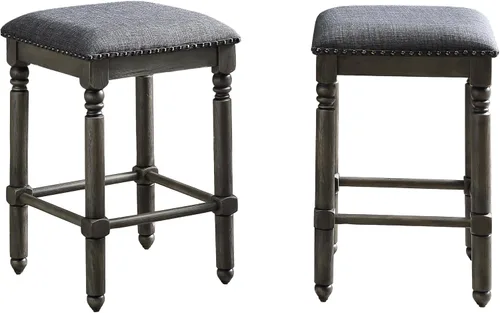 Miniatura 8 de Roundhill Furniture Arnhem Taburetes tapizados de madera para encimera, juego de 2, color gris