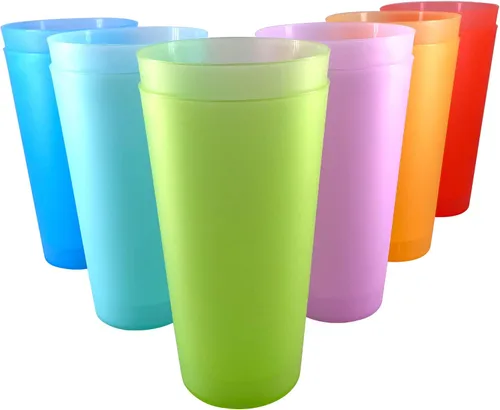 Miniatura 8 de Vasos de plástico reutilizables de 32 onzas, vasos de plástico irrompibles, sin BPA, aptos para lavavajillas, juego de 8 tazas grandes para agua