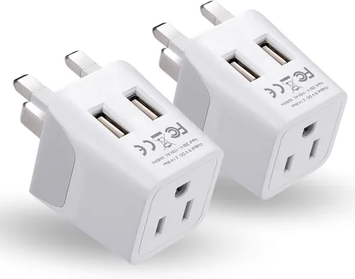 Miniatura 10 de Adaptador de viaje Ceptics, de EE. UU. a Japón, Filipinas, con doble USB, tipo A, ultra compacto Tipo L - Italia