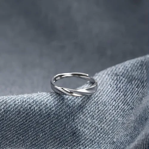 Miniatura 231 de Anillo de plata de ley 925, minimalista, ajustable, hecho a mano, para mujeres y niñas