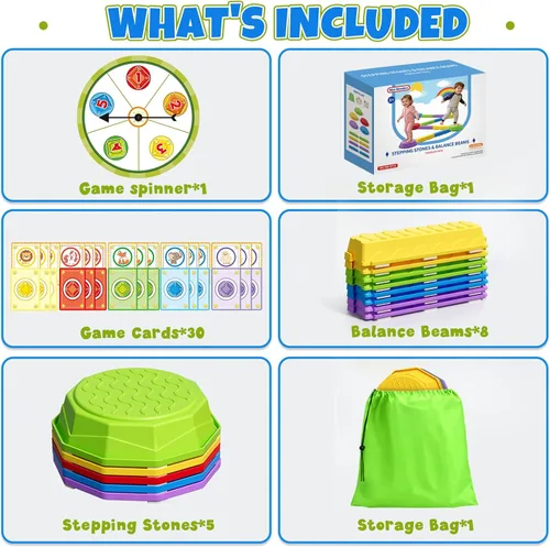 Miniatura 8 de Wee Wonders Piedras de equilibrio para niños, juguetes sensoriales antideslizantes para carreras de obstáculos para niños pequeños, piedras