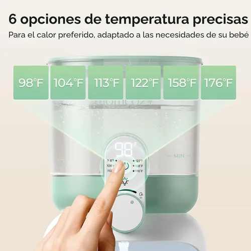 Miniatura 5 de Momcozy Calentador de agua de doble luz para alimentación nocturna, calentador de biberones instantáneo para hacer fórmula, capacidad de 57 onzas