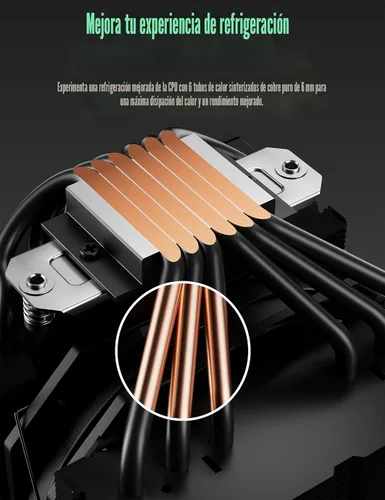 Miniatura 2 de Enfriador de aire para CPU, enfriador de CPU de doble torre con ventilador PWM de 120 mm, enfriador de aire para CPU de 6 tubos de calor