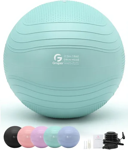 Miniatura 13 de Gruper Pelota de yoga, pelota de ejercicio extra gruesa para entrenamiento y estabilidad durante el embarazo, 4 tamaños, pelota de equilibrio