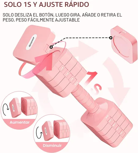 Miniatura 3 de Juego de mancuernas ajustables de 16 libras y 20 libras, juego de mancuernas para mujeres y hombres, pesas de mano, par de mancuernas