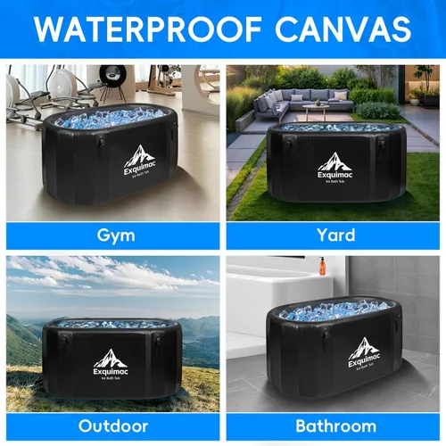 Miniatura 9 de Bañera de hielo con enfriador de agua de 1 HP, bañera inflable de inmersión fría de 216 galones con termómetro y alfombrilla absorbente de agua