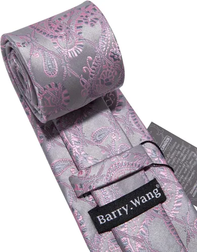 Miniatura 190 de Barry.Wang - Juego de corbata de seda para hombre, diseño de cachemira, pañuelo y gemelos de bolsillo