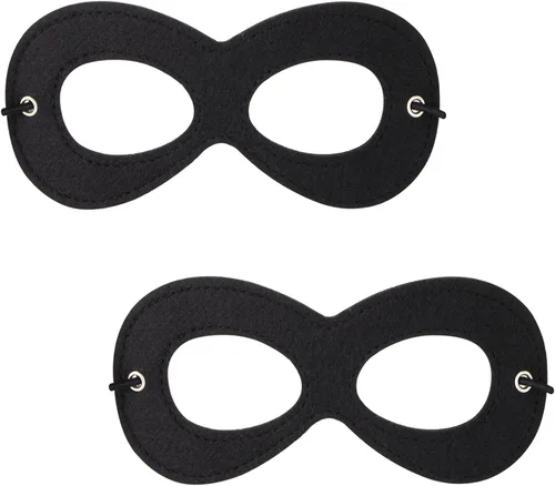 Máscara de superhéroe AIMIKE, máscara de ojos de fieltro negro, disfraz de Halloween, máscara ajustable con cuerda elástica