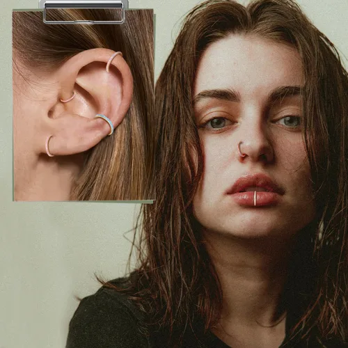 Miniatura 3 de AROWRO Anillos de nariz con ópalo con bisagras de ópalo para mujer, de acero quirúrgico, septum, 16G, 18G, 20G, hélice, daith, piercing de caracola