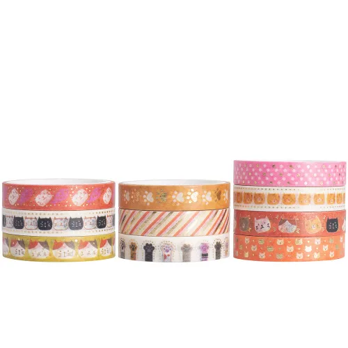 Miniatura 3 de YUBBAEX Juego de 10 rollos de cinta washi brillante, 8mm de ancho, de lámina dorada decorativa para manualidades, álbumes de recortes, planificador