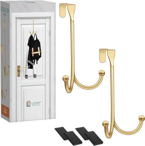 Miniatura 12 de Paquete de 2 ganchos para colgar sobre la puerta, con 3 cabezales para colgar y almohadillas de ajuste cómodo, 2 ganchos resistentes para colgar