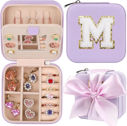 CHMI Joyero de viaje, joyero de viaje morado, organizador de joyas de viaje, regalos de viaje para mujeres y niñas, caja organizadora de joyas,