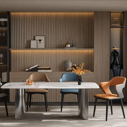 Miniatura 6 de Juego de sillas de comedor, silla decorativa de tela impermeable transpirable con marco resistente, sillas de acento con respaldo alto para oficina