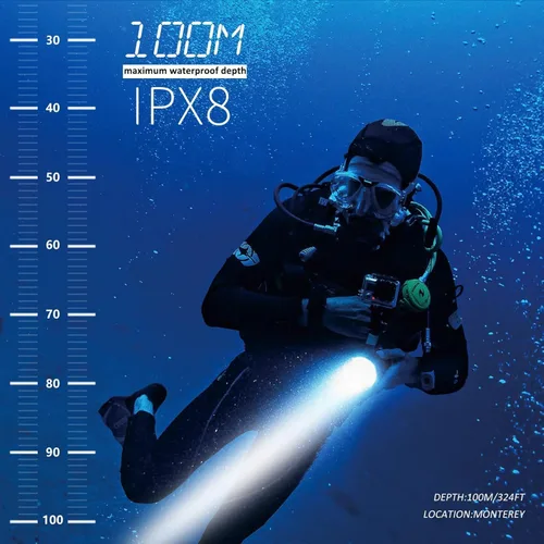 Miniatura 3 de Luz de buceo para fotografía subacuática, linterna de buceo súper brillante de 4500 lúmenes, luz de video subacuática impermeable de 328.1 ft