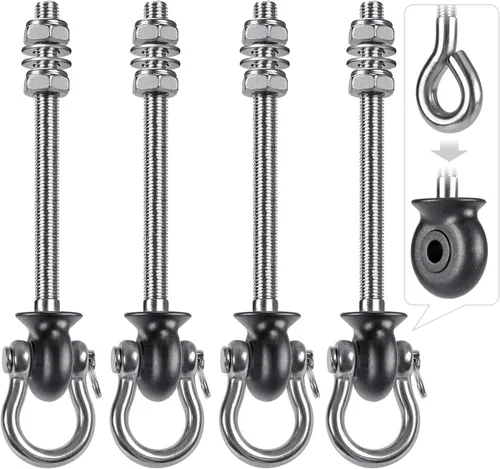 Miniatura 10 de Dolibest Juego de 6 perchas permanentes de acero inoxidable 304 resistentes para columpios, patio de recreo, porche, asiento de yoga, para hamaca