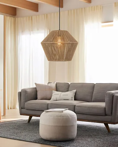 Miniatura 4 de ELYONA Lámpara Colgante Tejida Grande de 16.5 pulgadas Candelabro Moderno Boho Pantalla de Cesta de Ratán Tejida a Mano Accesorios de Lámpara