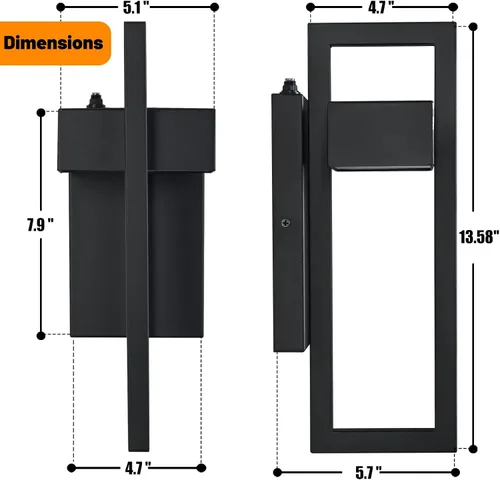 Miniatura 6 de AKEZON Luces LED de pared para exteriores del anochecer al amanecer, 1000LM 3000K moderno aplique exterior integrado, accesorio LED reemplazable