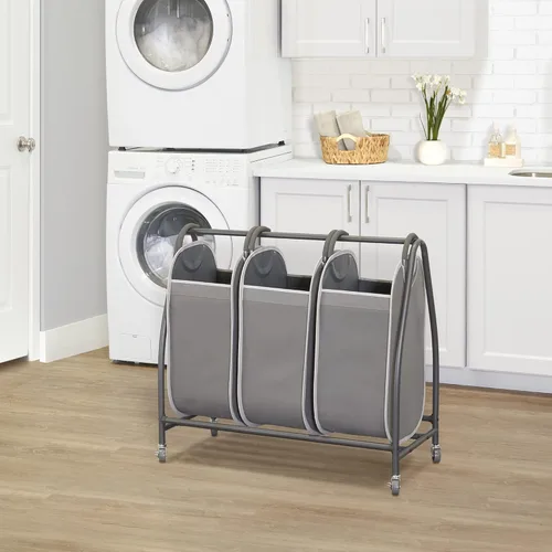 Miniatura 2 de Neatfreak Triple cesta clasificadora de ropa sucia – Carrito de lavandería con ruedas y 3 cestas de ropa sucia extraíbles con tecnología EVERFRESH