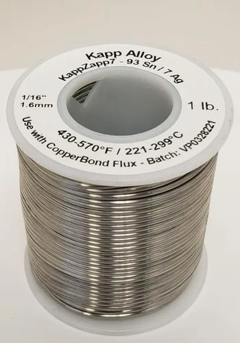 KappZapp7S Soldadura sólida de 1/16" (1.6mm) para cobre, latón y acero inoxidable (1.0)