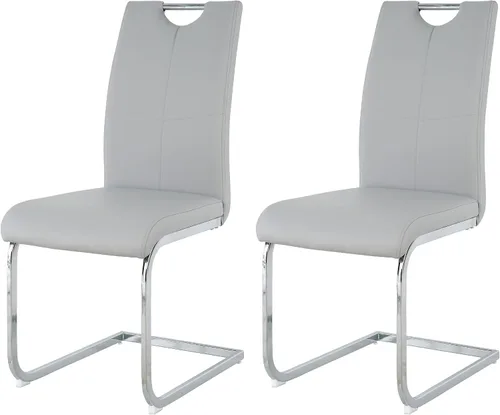 Miniatura 23 de Juego de 2 sillas de comedor, modernas sillas de cocina con respaldo alto con patas de metal y asiento acolchado de piel sintética, sillas de Negro