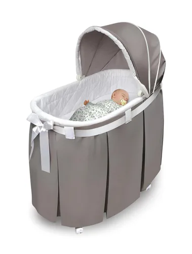 Miniatura 6 de Moisés oval Badger Basket Wishes, con falda completa, gris