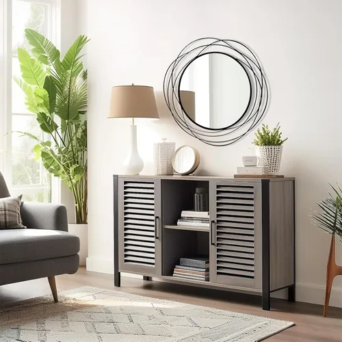 Miniatura 2 de HQiJun Espejo Redondo de Pared – Espejo Circular Grande Negro de 26.8" para Pared con Marco de Metal Decorativo Arte Duradero, Espejo Colgante