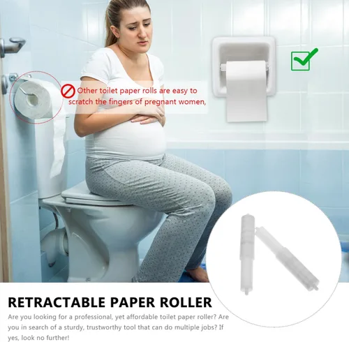 Miniatura 7 de EXCEART Paquete de 2 soportes universales para rollo de papel higiénico, eje retráctil con resorte para baño, hogar, hotel, caravana, oficina, uso