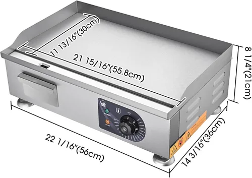 Miniatura 9 de WeChef 22 "Plancha comercial 3000 W Plancha eléctrica de encimera antiadherente plana de acero inoxidable ajustable restaurante parrilla control