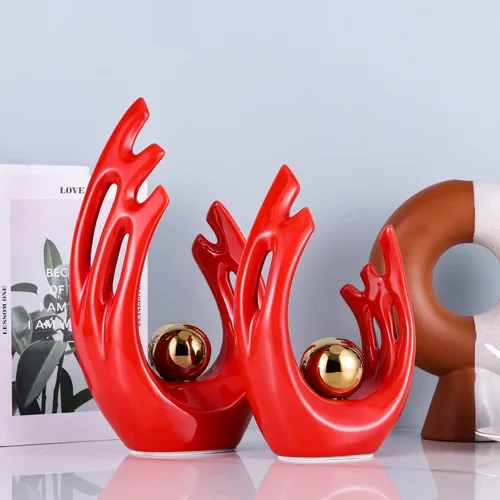 Miniatura 4 de XMGZQ Estatuas y esculturas de cerámica abstracta, estatuas de cerámica de arte negro y dorado, decoración moderna para el hogar, sala de estar