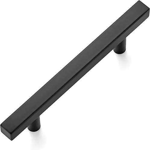 Ravinte Paquete de 1 tirador cuadrado de 6 pulgadas de acero inoxidable negro mate para cajones de cocina, manijas de gabinete de 6 pulgadas de