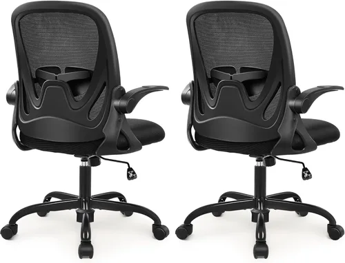 Miniatura 10 de Primy Silla de Oficina Ergonómica Silla de Escritorio con Reposabrazos Abatibles Silla Giratoria de Escritorio de Malla Transpirable para Caqui
