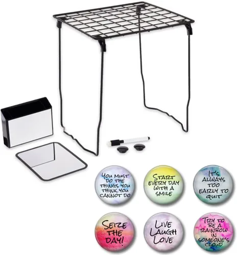 Miniatura 4 de Accesorios magnéticos para casillero con decoración de armario: estante de 12 pulgadas de alto, espejo, pizarra blanca, 6 imanes de metal Gris: Kit