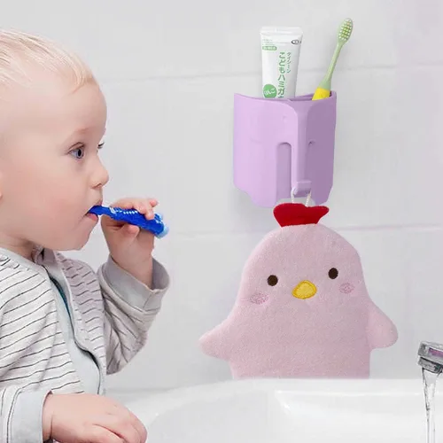 Miniatura 6 de Soporte para cepillos de dientes para niños, lindo soporte para cepillos de dientes de elefante para niños, soporte para pasta de dientes para baño