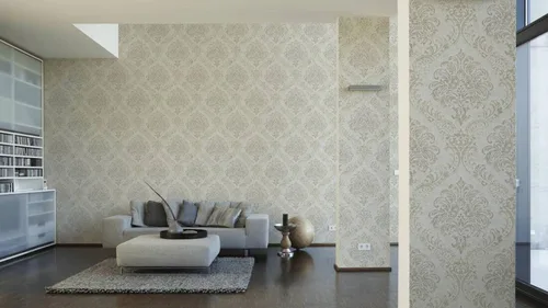 Miniatura 4 de CONCORD WALLCOVERINGS ™ Papel pintado moderno con textura, barroco, clásico, pared de vinilo, dorado, metálico, blanco, 21 pulgadas x 33 pies
