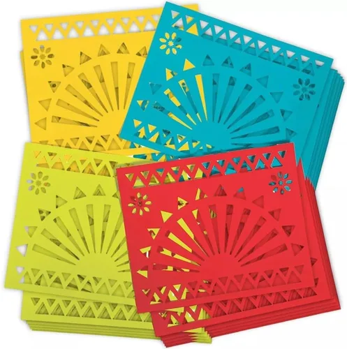 Fun Express Manteles individuales de papel con recortes, suministros para fiestas temáticas coloridas, VBS, vacaciones, escuela, fiestas de