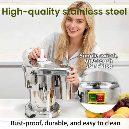 Miniatura 3 de Exprimidor comercial de verduras y frutas, separado automático de jugo y residuos, prensa de jugo resistente con varilla de empuje, exprimidor