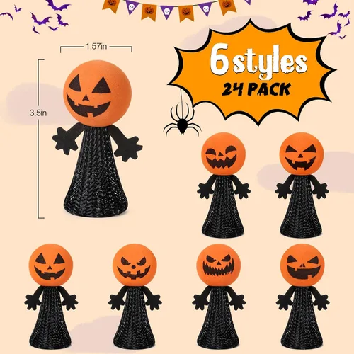 Miniatura 2 de Juguetes de fiesta de Halloween para niños y niñas – 24 piezas de juguete lanzador de primavera para saltar, juguete novedoso y animoso, premios