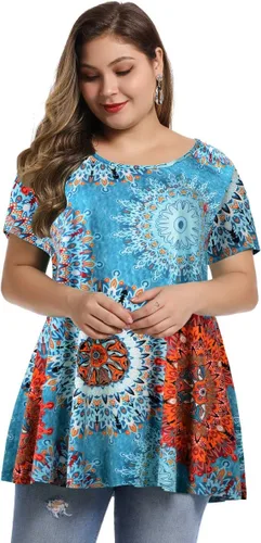 Miniatura 5 de MONNURO - Camiseta de manga corta para mujer, holgada con mucho vuelo, talla grande