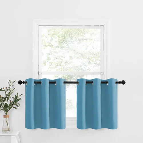 Miniatura 74 de NICETOWN Cortinas opacas de cocina para ventana sobre el fregadero, aislamiento térmico, decoración del hogar, pequeños niveles opacos con ojales
