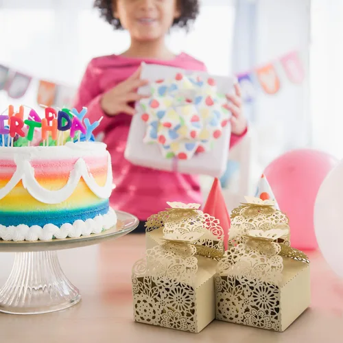 Miniatura 6 de Cajas de dulces con corte láser, diseño floral, 50 unidades, para aniversarios, fiestas, bodas, cajas para regalo