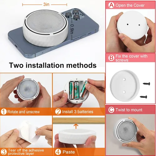 Miniatura 3 de Onumii - Luces LED de disco con control remoto, batería, inalámbricas, con cambio de color, temporizador, para grifo, adhesivas para gabinetes