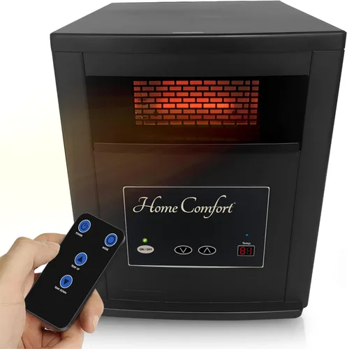 Calentador infrarrojo Home Comfort 1500: calentador de espacio de eficiencia energética con termostato y control remoto, calentador portátil para