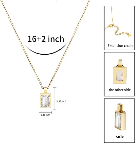 Miniatura 2 de Badu Collar de lágrima creada en oro de 18 quilates de 0.39 x 0.394 pulgadas para mujer, joyería de circonita cúbica solitaria, día de la madre