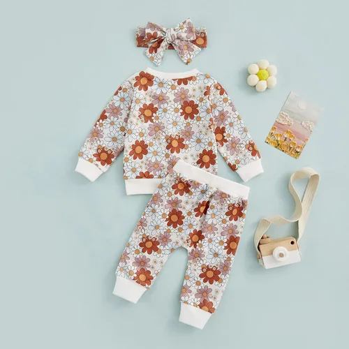 Miniatura 7 de Engofs Conjunto de ropa de 3 piezas para bebé recién nacida para otoño e invierno
