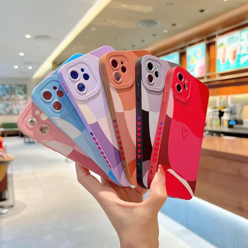 Miniatura 3 de Funda para teléfono compatible con iPhone 15 Plus de 6.7 pulgadas, bonito patrón de corazón pintado con diseño de corazón, protector completo